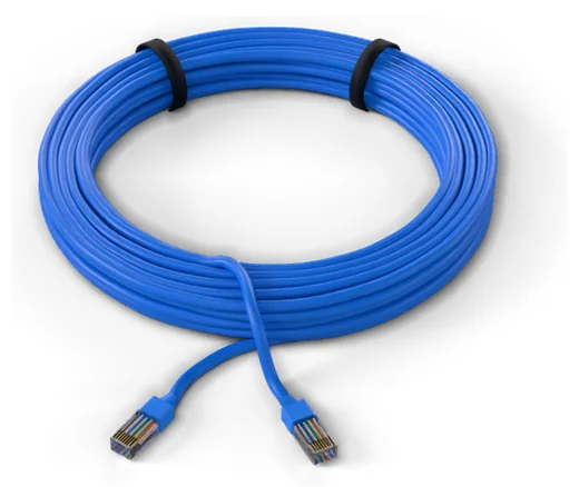 Coil of blue Cat 6 cable