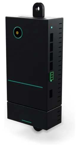 Zone module and gateway, a black enclosure with teal accents