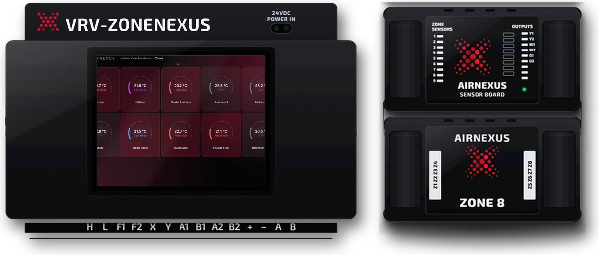 VRV-ZoneNexus controller with the Sensor Board and Zone 8 board